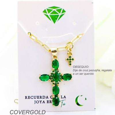 Collar con dije de cruz en covergold