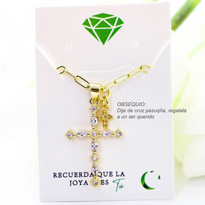 Collar con dije de cruz en covergold