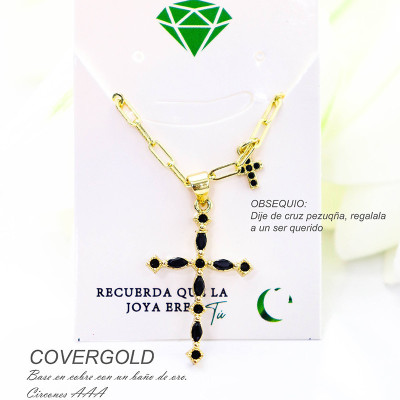Collar con dije de cruz en covergold