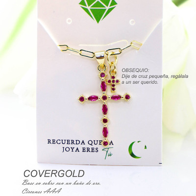 Collar con dije de cruz en covergold