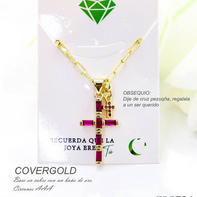 Collar con dije de cruz en covergold