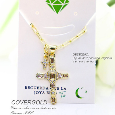 Collar con dije de cruz en covergold