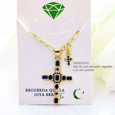 Collar con dije de cruz en covergold
