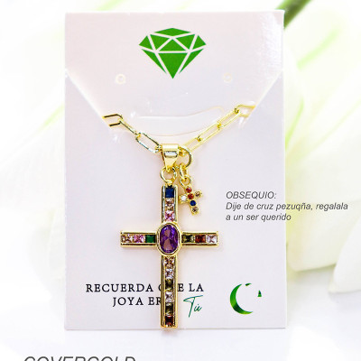 Collar con dije de cruz en covergold