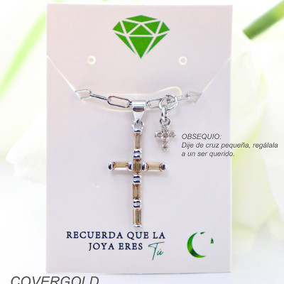 Collar con dije de cruz en covergold