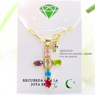 Collar con dije de cruz en covergold