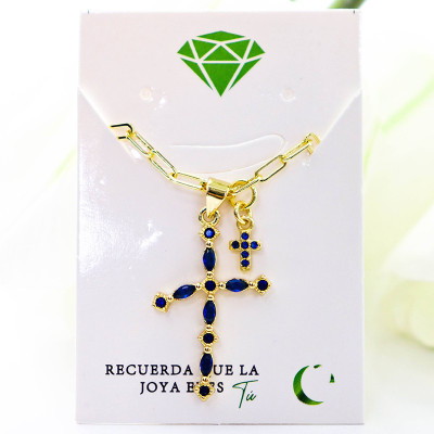 Collar con dije de cruz en covergold