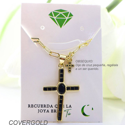Collar con dije de cruz en covergold