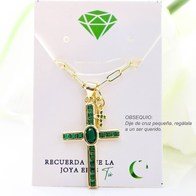 Collar con dije de cruz en covergold
